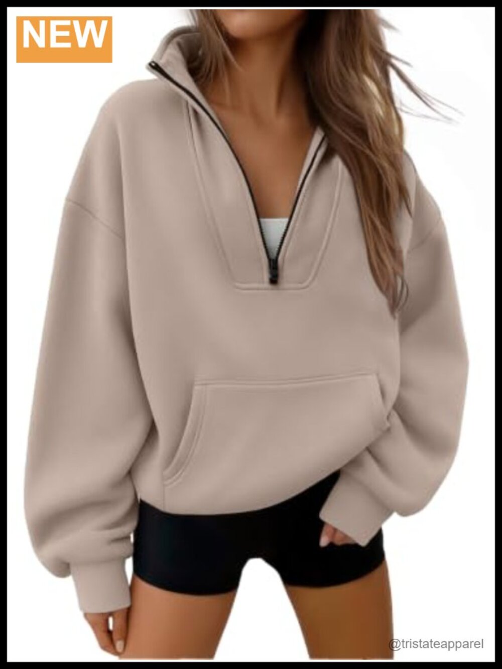 Womens Quarter Half Zip Pullover Hoodie Cotton Polyester Workout Sweatshirt